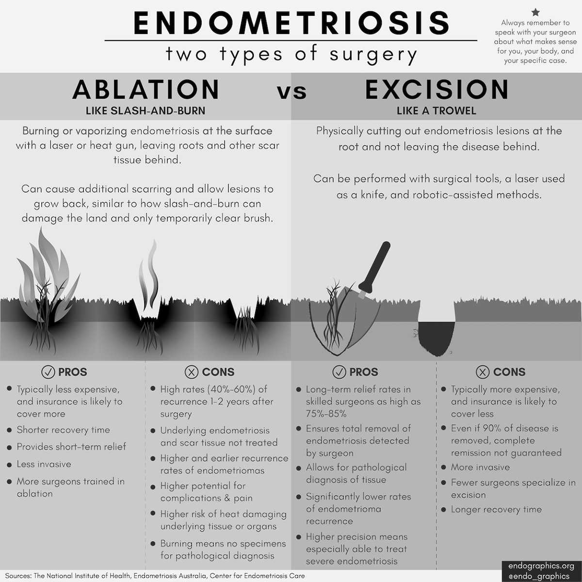 infograph of endometriosis surgery facts